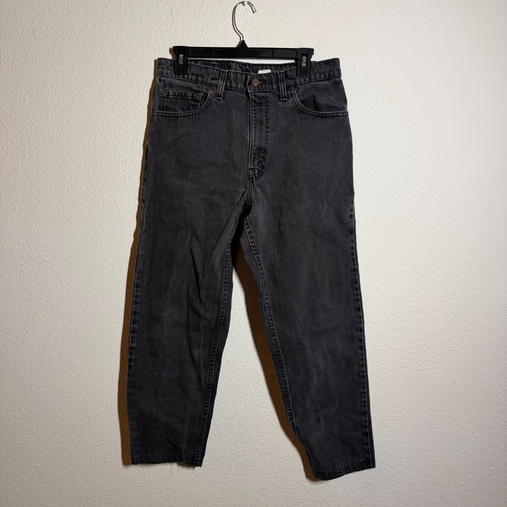 Levi's 550 Jeans Mens 34x30 Black Denim Cotton Relaxed Fit Logo Tapered Leg